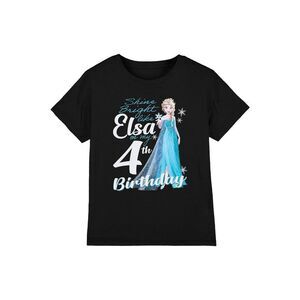 Frozen Childrens/Kids Bright Like Elsa 4th Birthday T-Shirt / Black
